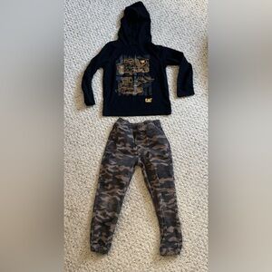CAT Black Hoodie and Camo Pants Set